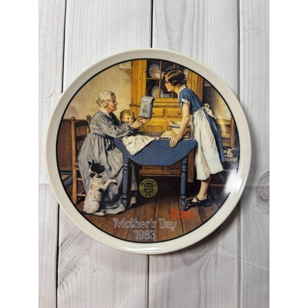 Knowles 1983 Norman Rockwell 'Add Two Cups a Measure of Love' Mothers Day Plate